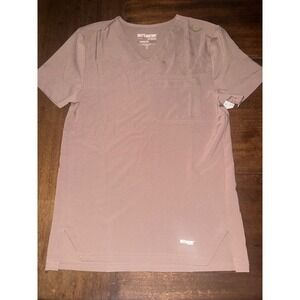 Grey's Anatomy Evolve Stretch Scrub Top XS Women's V-Neck Mauve Taupe NWT